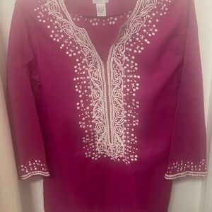 Chico's Pink Embellished Tunic Top